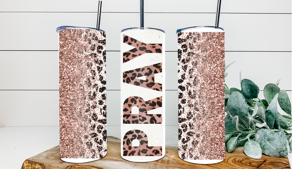 Pray Rose Gold with Leopard Tumbler